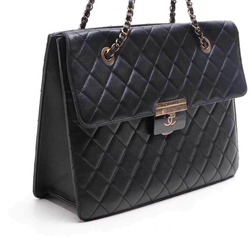 CHANEL Lambskin Quilted Beauty Lock Tote Leather Flap Medium Handbag Purse - Picture 6 of 15